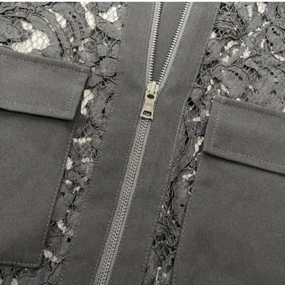 BCBG Black Lace Long Sleeve Zipper Jacket, Small - Picture 6 of 7